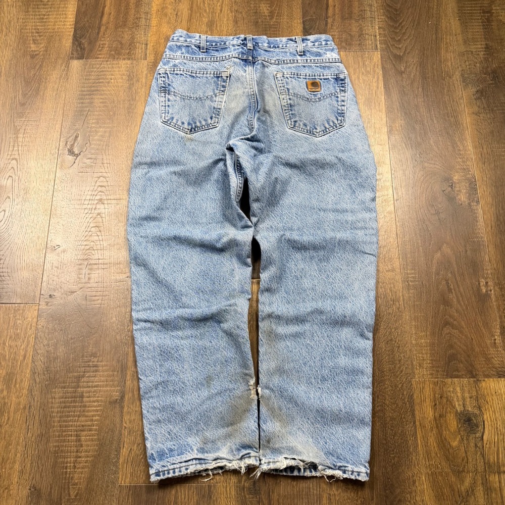 Vintage 90s Carhartt Distressed Dungaree Jeans 621 DST 34x30 Fits 32x30 USA Made
